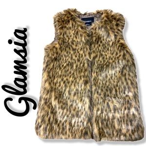 Animal Print Vegan Fur Fluffy Chettah Print Vest